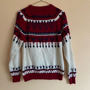 Vintage JC Penney Red, Navy and Cream, Winter Ski Sweater Acrylic Size Small